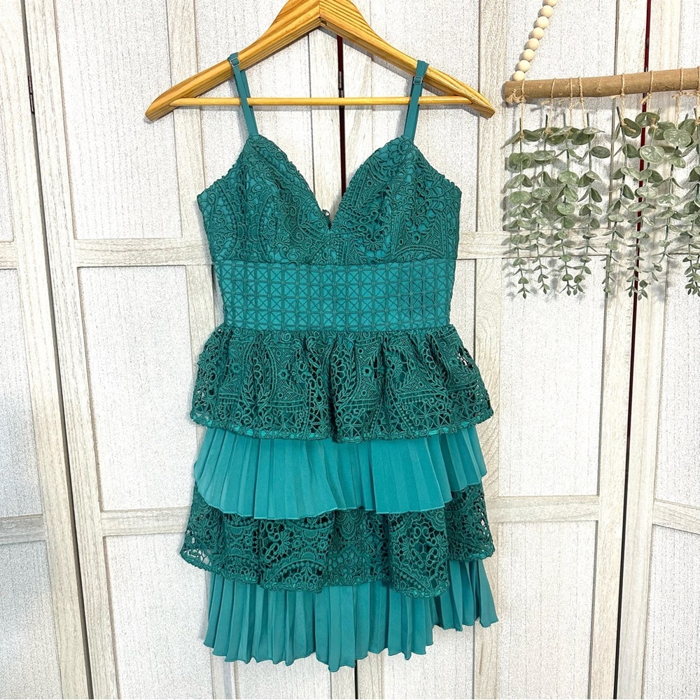 MOSSMAN *Change of Heart*  Lace Mini Dress | Jade Green |  US Size 2 | NWT - Picture 8 of 16